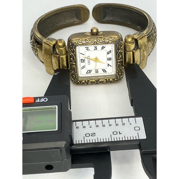 Chico's Distressed Gold Tone Cuff Watch, Women's , Analog, Quartz, Boho - Picture 7 of 7